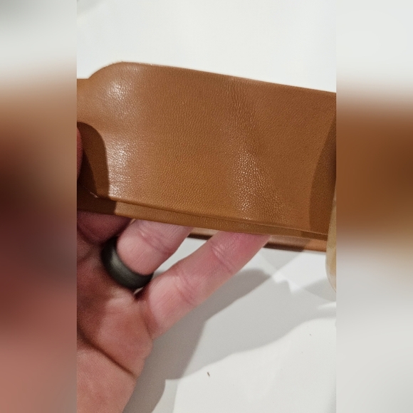 Faux leather tan wrap belt with cream acrylic buckle. NWT - Picture 5 of 5